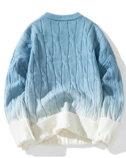 Idle Style Winter Gradient Contrast Round Neck Thickened Men's Sweater