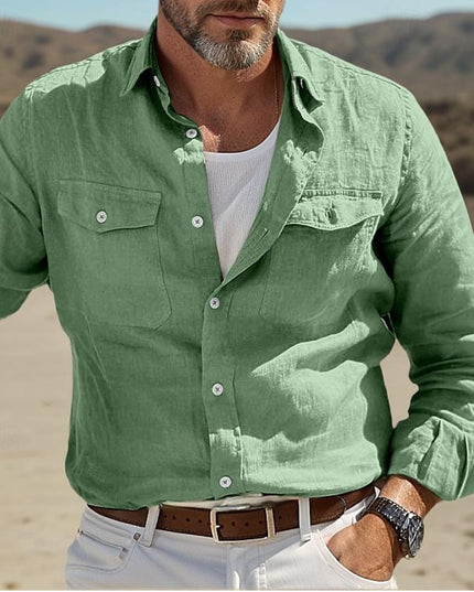 Men's Long-sleeved Cotton And Linen Summer Shirt