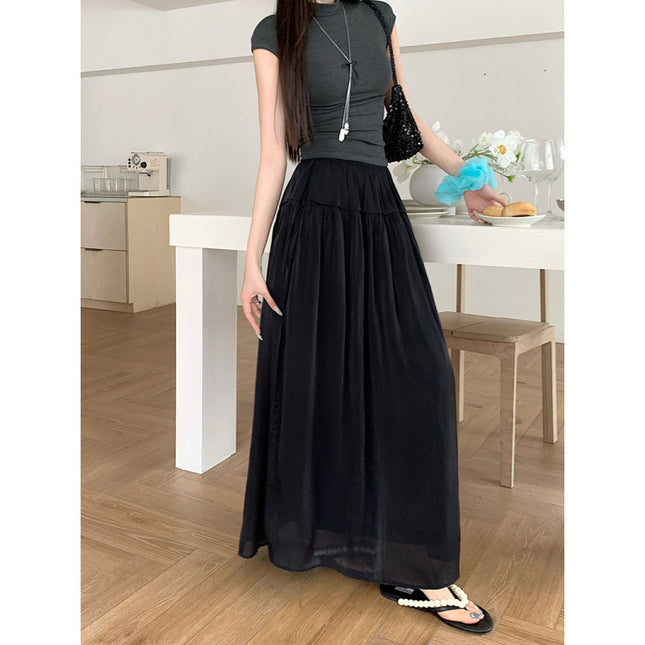 High Waist Slimming Draping Large Swing Skirt
