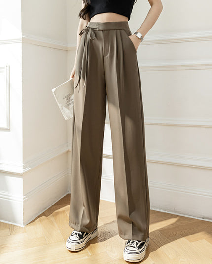 High Waist Drooping New Straight Lace-up Suit Pants For Women