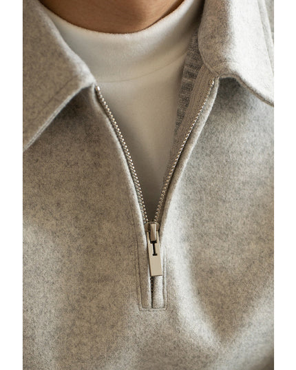 Half Zipper And Lapel Sweater For Men Spring And Autumn New