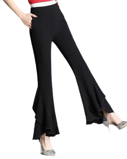 Spring And Summer New High Waist Black Bell-bottoms