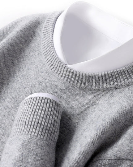 Men's Thickened Pullover Sheep Fur Sweater Loose Round Neck Solid Color Sweater