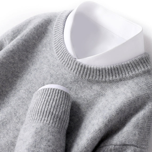 Men's Thickened Pullover Sheep Fur Sweater Loose Round Neck Solid Color Sweater
