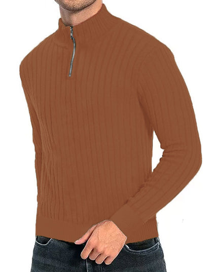 Leisure Pullover Men's Half-high Collar Zip Sweater