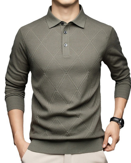 Lapel New Middle-aged People's Long Sleeve Business Casual Dad Wear Bottoming Sweater Men