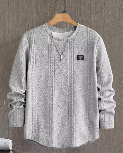 Men's Letter Chest Detail Casual Loose Round Neck Pullover Long Sleeve