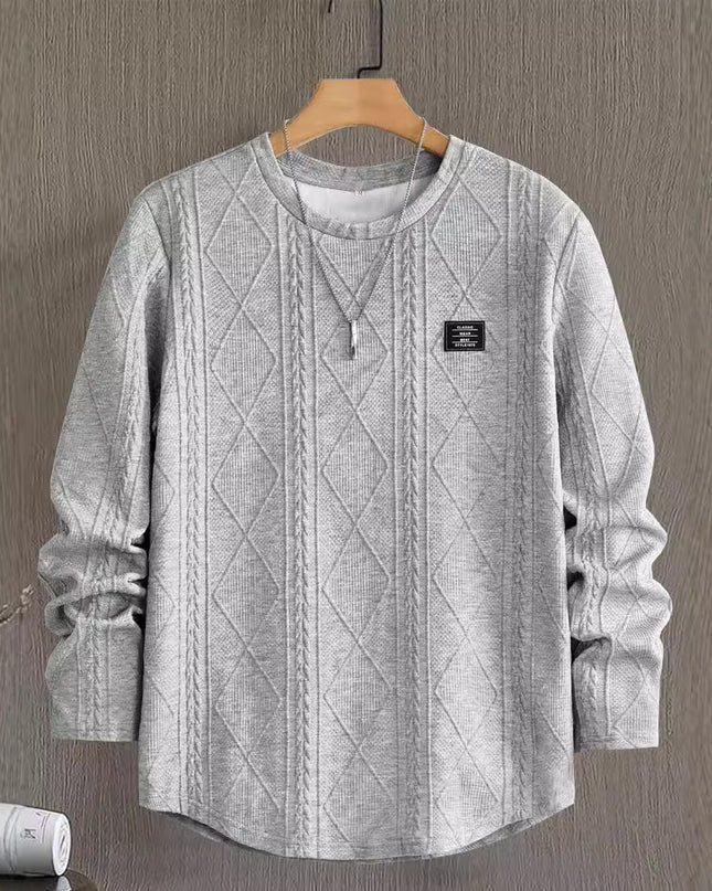 Men's Letter Chest Detail Casual Loose Round Neck Pullover Long Sleeve