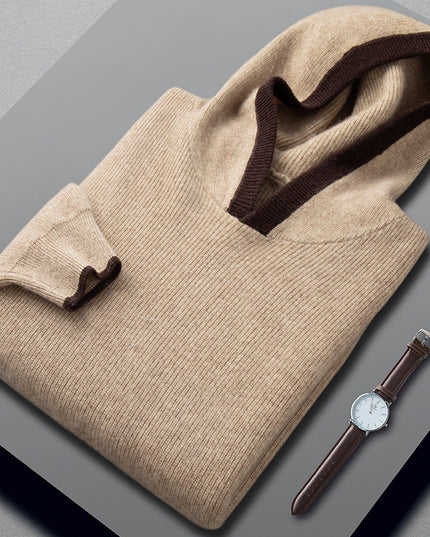 Men's Loose Ingot Needle Contrast Color Cashmere Sweater
