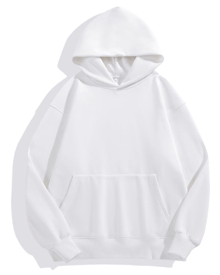 Retro Heavy 480g Polar Fleece Hooded Pullover Men's Solid Color Simple Loose Fashion Brand Couple Sweater