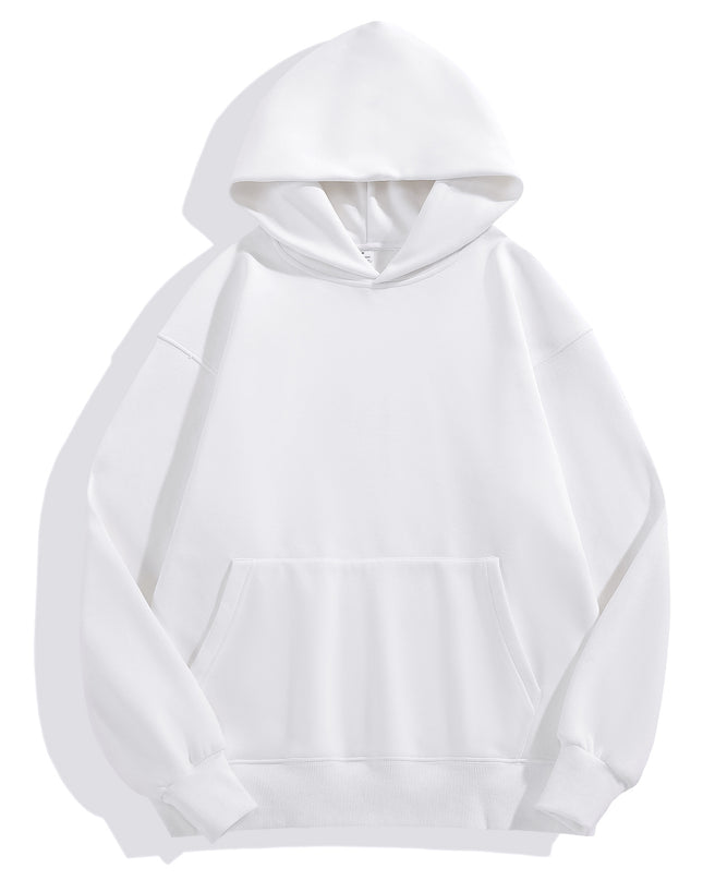 Retro Heavy 480g Polar Fleece Hooded Pullover Men's Solid Color Simple Loose Fashion Brand Couple Sweater