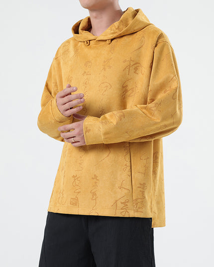 Chinese Style Suede New Chinese Style Pullover Hooded Sweater For Men