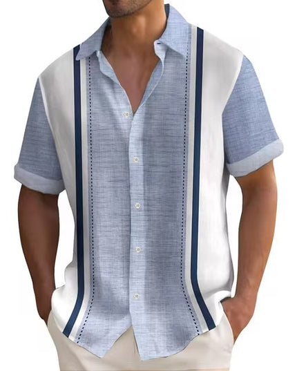 3D Digital Printing Summer Striped Shirt Male