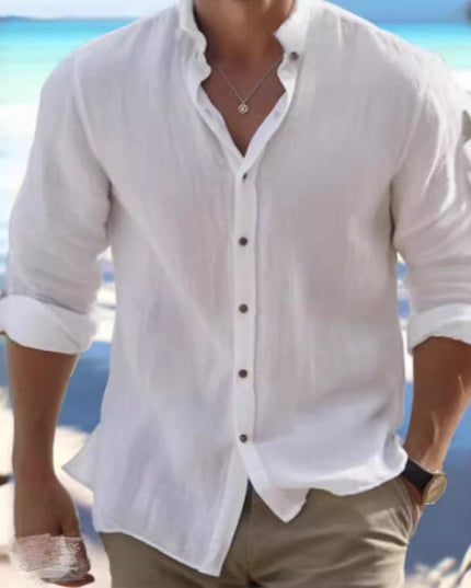 Men's Linen Button Summer Beach Shirt