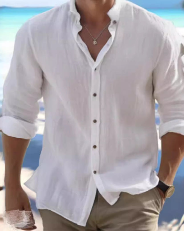 Men's Linen Button Summer Beach Shirt