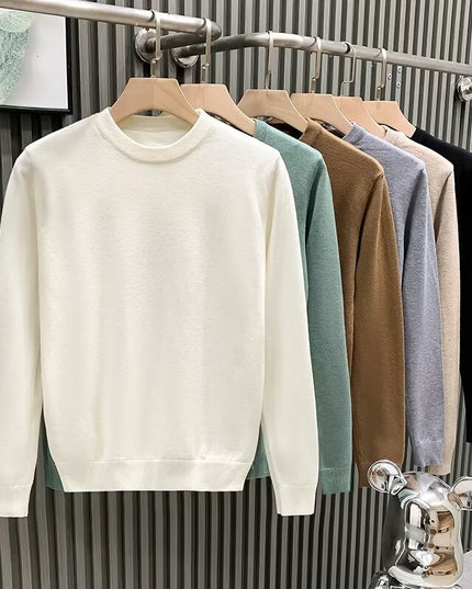 Round Neck Sweater Men's Solid Color Casual Bottoming Sweater