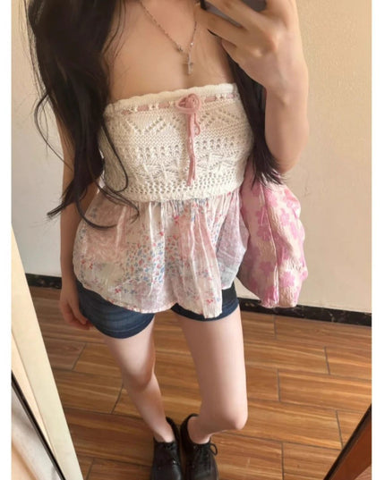 Spring And Summer Design Sense Hollow-out Tube Top Vest