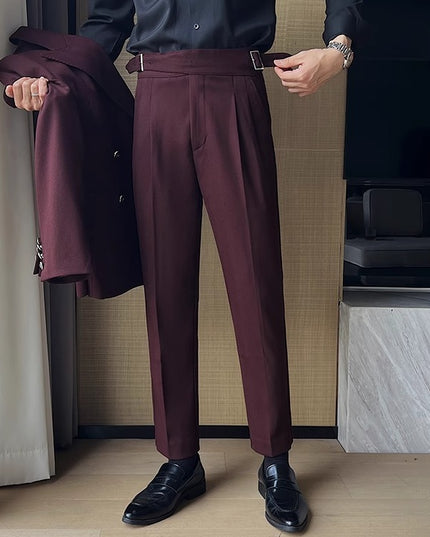High-rise Thick Dark Striped High Waist Casual Pants