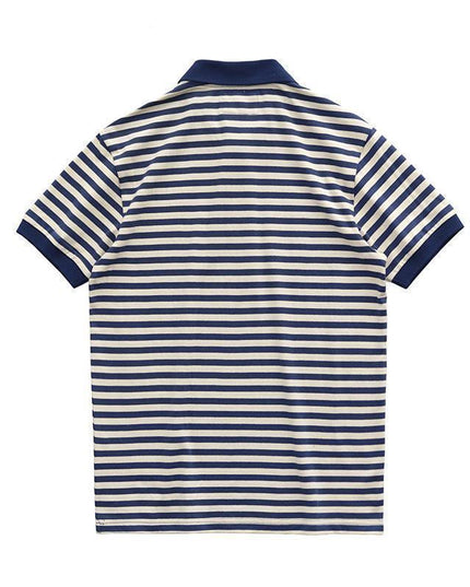 Summer Loose Lapels Men's Retro Casual Striped Short Sleeve