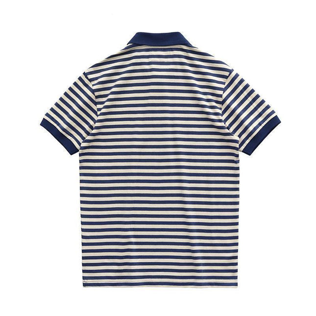 Summer Loose Lapels Men's Retro Casual Striped Short Sleeve