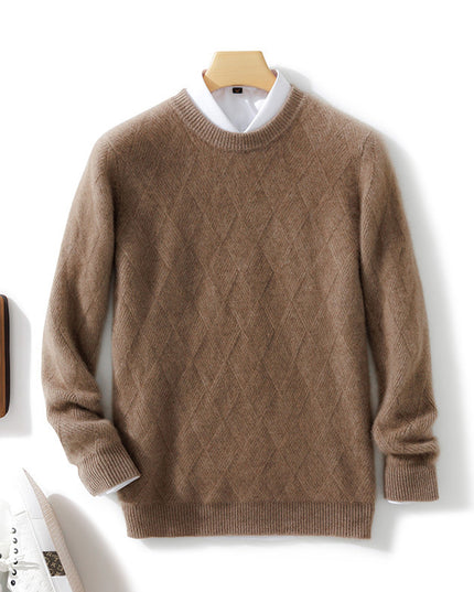 Pure Wool Sweater Men's Loose Round Neck Sweater Casual Thickening Knitted Bottoming Shirt