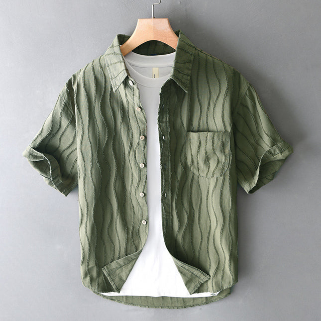 Men's Summer New Pure Cotton Short Sleeve Casual Shirt