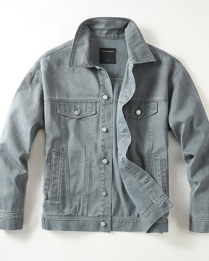 Men's High Street Loose-fitting Workwear Jacket Polo Collar Top Cotton
