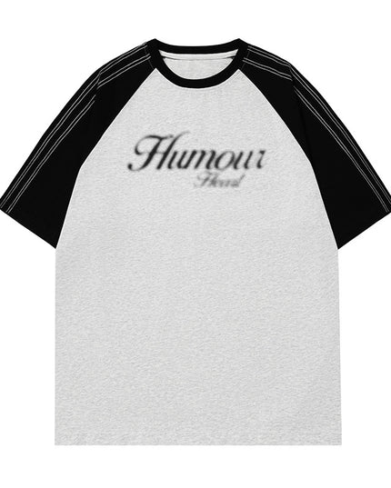 Retro Contrast Color Bright Line Raglan Sleeve Short Sleeve T-shirt Men's Summer New