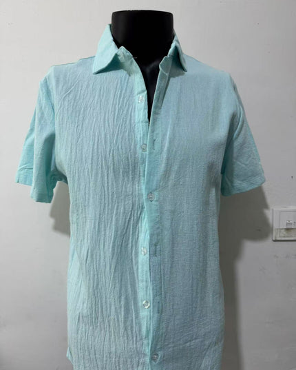 Short Sleeve Breathable Pure Linen Shirt For Men