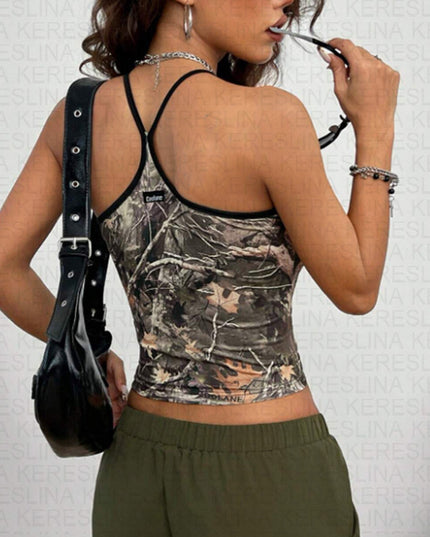 Spring And Summer Fashion Camouflage Print Short Top