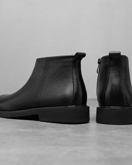 Men's Leather Shoes Solid Color Chelsea Boots