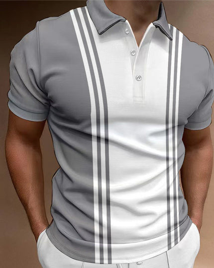 Casual 3 Button Printing Lapel Casual Men's T-shirt