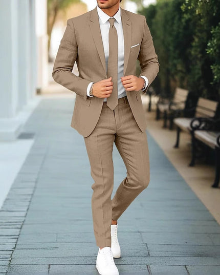 Men's New Linen Single Row One Button Suit