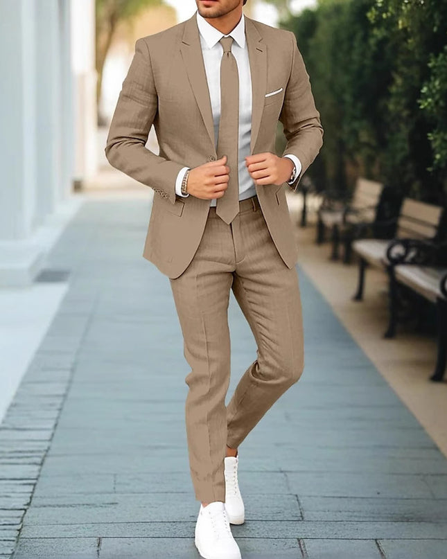 Men's New Linen Single Row One Button Suit