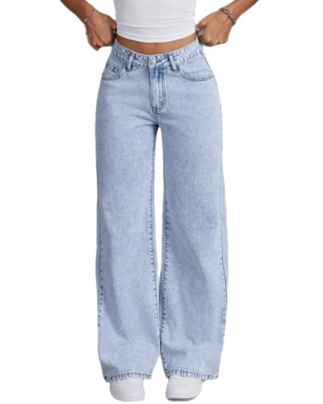 Vintage Bow Embroidered Washed Jeans For Women Straight Loose Trousers