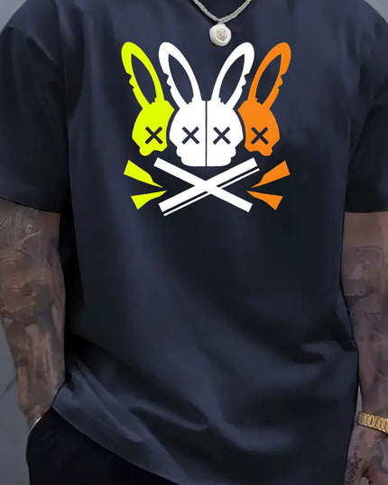 Fashion Unique Rabbit Skull Printed Men's T-shirt