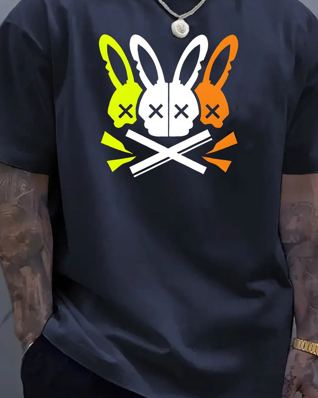 Fashion Unique Rabbit Skull Printed Men's T-shirt