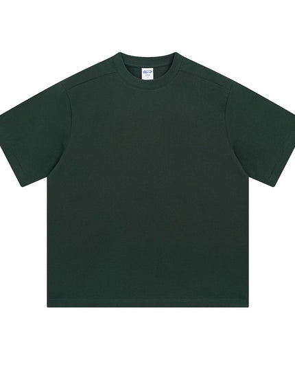 Retro Patchwork Short Sleeve Pure Color Minimal Versatile T-shirt For Men And Women