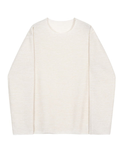 Round Neck Loose Casual White Sweater Long Sleeve Men's T-shirt