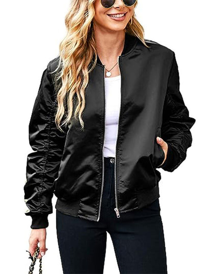 Women's Zipper Casual Jacket Coat Large Profile With Pockets Autumn Clothing Fashion