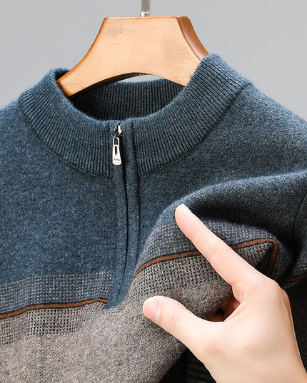 Zipper Collar Sweater Men's Thickened Long-sleeved Sweater