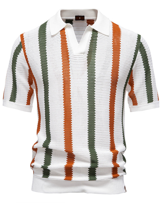 Breathable Hollow Men's Short-sleeved Polo Shirt Sweater