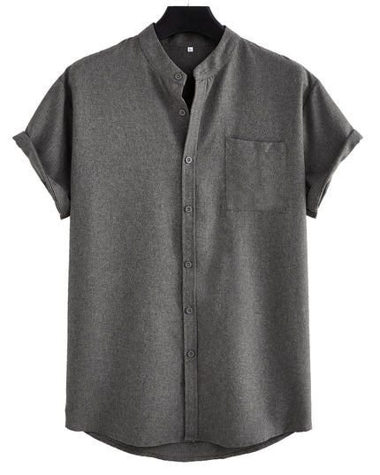 Men's Solid Color Casual Shirt With Pocket