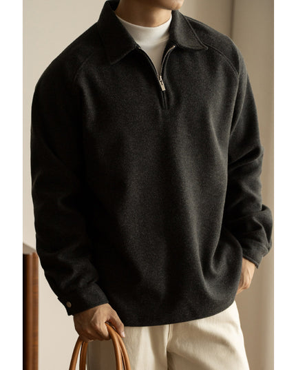 Half Zipper And Lapel Sweater For Men Spring And Autumn New
