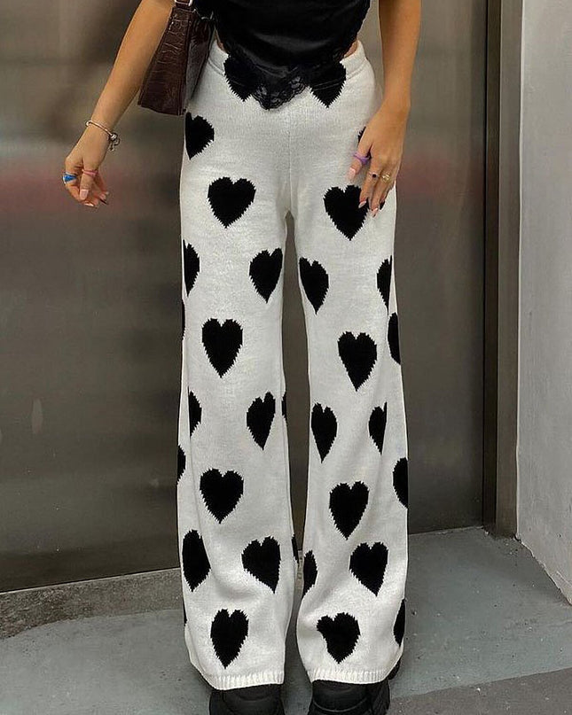 Black Heart Trendy Trousers Loose Straight