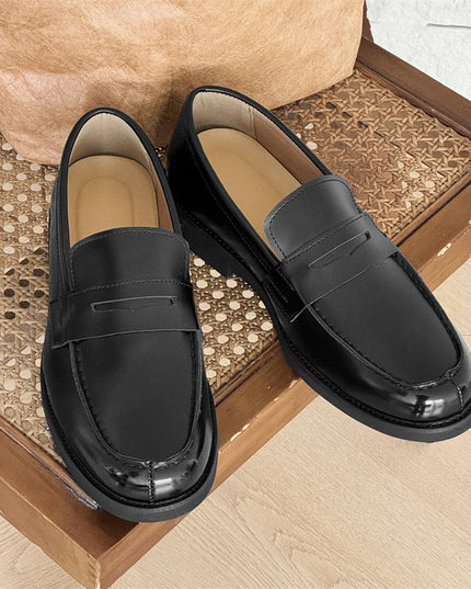Men's Classic Slip-on Black Derby Couple Leather Shoes