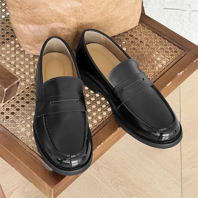 Men's Classic Slip-on Black Derby Couple Leather Shoes