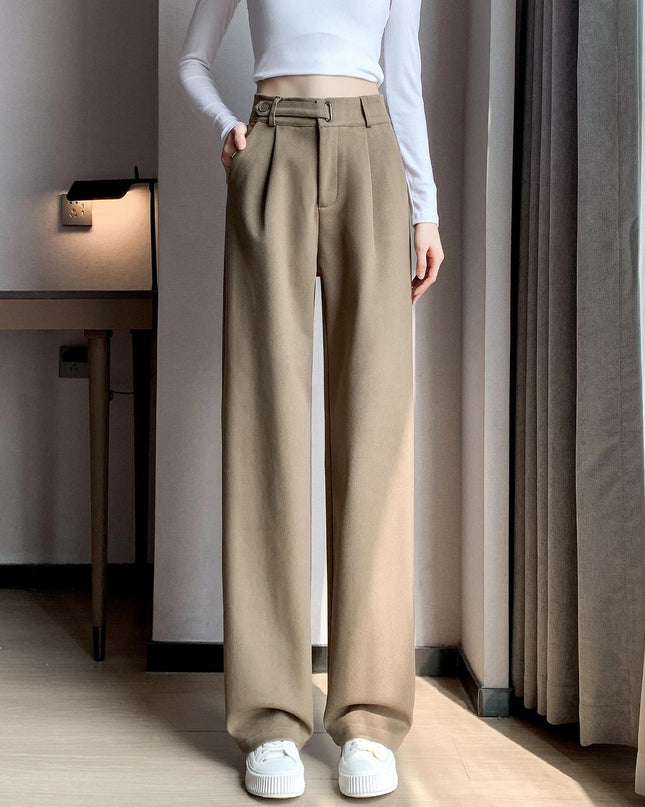 Female Autumn And Winter Loose Casual Woolen Straight-leg Pants