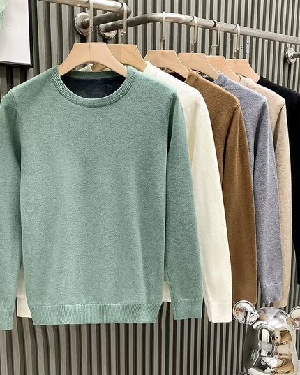 Round Neck Sweater Men's Solid Color Casual Bottoming Sweater