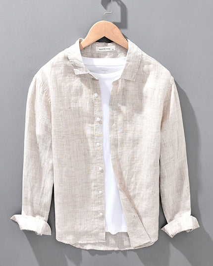Linen Breathable Shirt Solid Color Loose Men